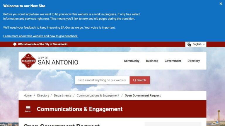 Open Government Request – City of San Antonio (.gov)